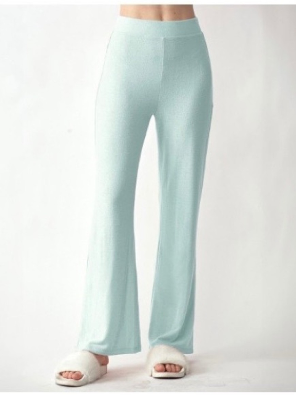 Soft Mint Wide-Leg Knit Pants